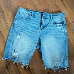 Aeropostale Medium Blue Distressed Denim Shorts